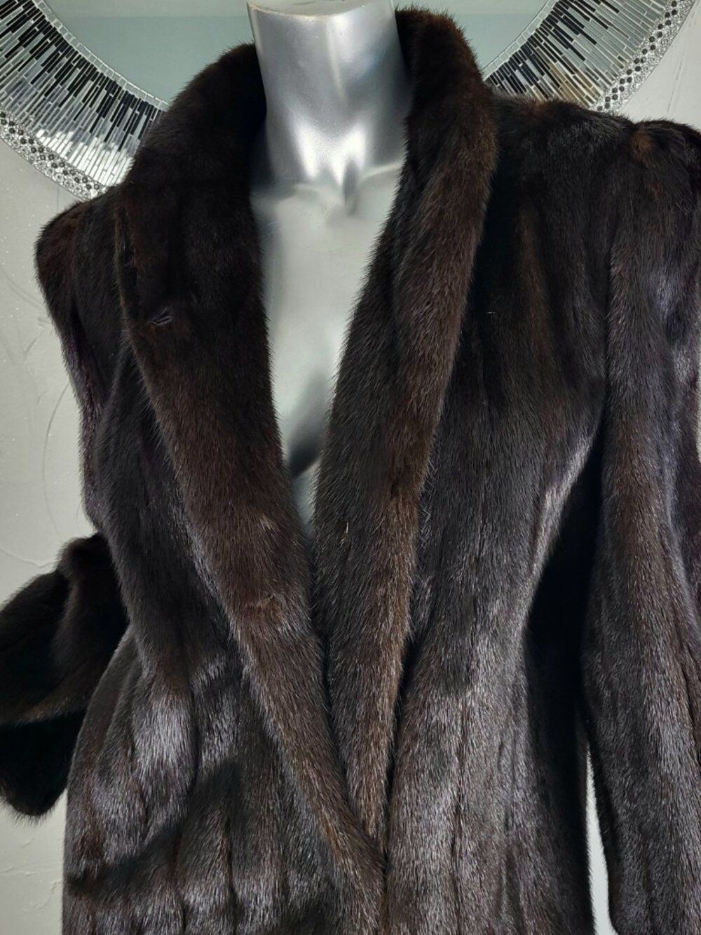 $5000 APPRAISAL~L~VINTAGE BROWN RANCH GENUINE REAL FULL LENGTH MINK FUR COAT - Picture 10 of 16